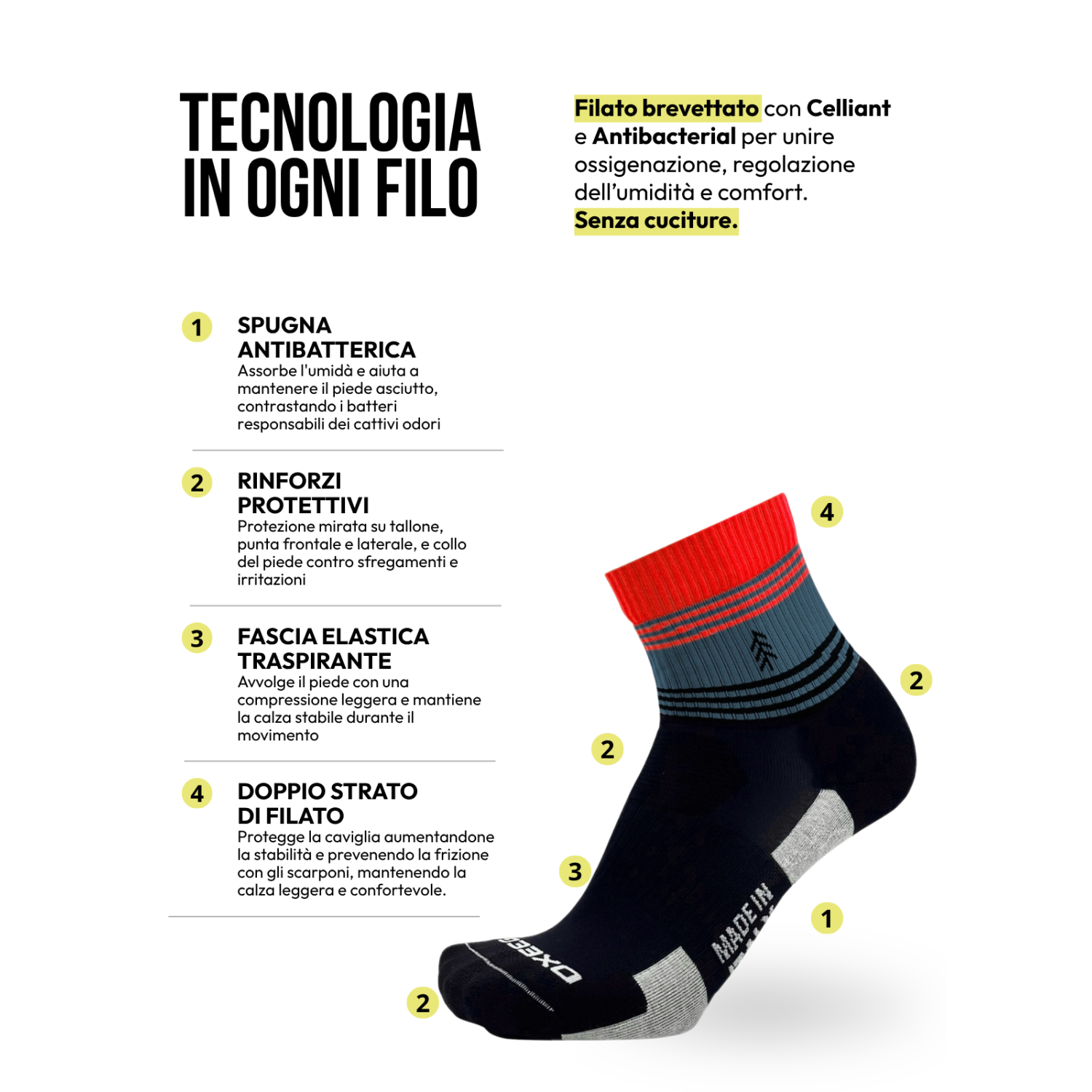 Calze tecniche adatta a lunghi cammini e trekking in giornata - Oxeego