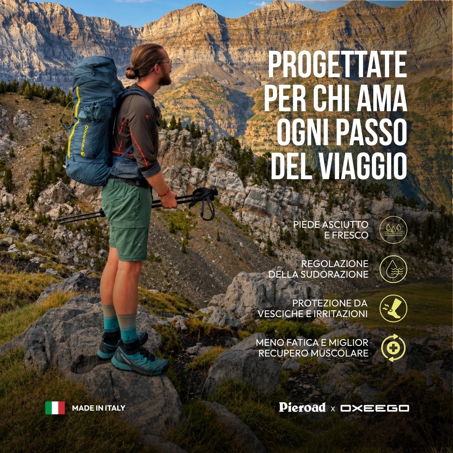 Calze da Trekking Grandi Cammini | Pieroad x Oxeego